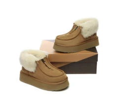 Sheepskin Wool Collar Zipper Platform Mini Ankle Boots 10 Sheepskin Wool Collar Zipper Platform Mini Ankle Boots -Ugg ugg boots ugg boots sheepskin wool ankle mini zip platform 3