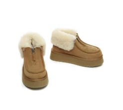 Sheepskin Wool Collar Zipper Platform Mini Ankle Boots 12 Sheepskin Wool Collar Zipper Platform Mini Ankle Boots -Ugg ugg boots ugg boots sheepskin wool ankle mini zip platform 5
