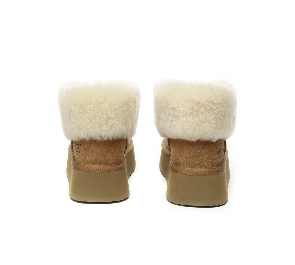 Sheepskin Wool Collar Zipper Platform Mini Ankle Boots 8 Sheepskin Wool Collar Zipper Platform Mini Ankle Boots - Image 8
