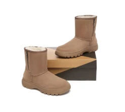 Women Men Sheepskin Wool Zipper Short Outdoor Boots -Ugg ugg boots ugg boots sheepskin wool zipper short outdoor boots 3