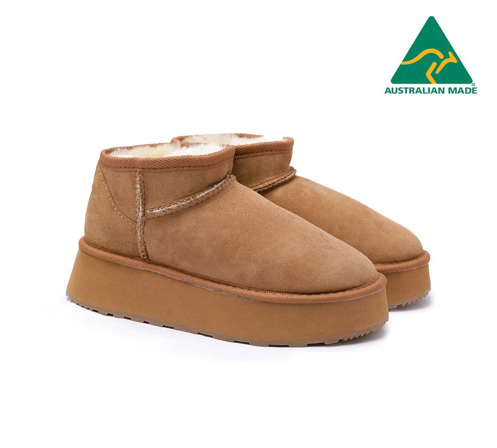 Australian Made Sheepskin Wool Ankle Boots Ultra Mini Platform 1 Australian Made Sheepskin Wool Ankle Boots Ultra Mini Platform