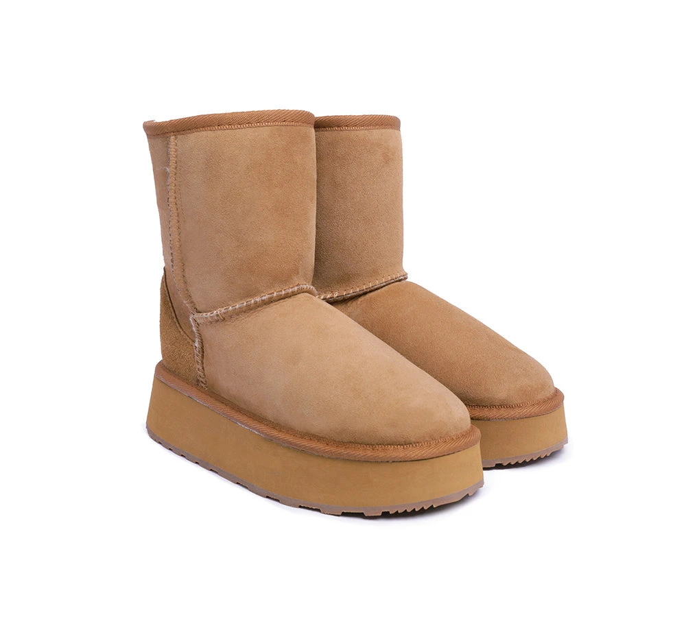 Australian Made Sheepskin Wool Boots Short Platform 2 Australian Made Sheepskin Wool Boots Short Platform - Image 2