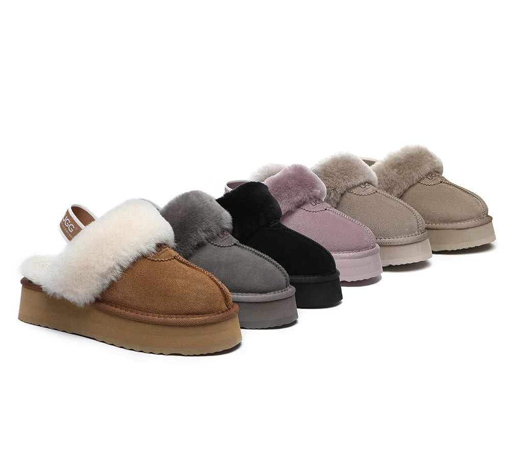 UGG Slipper Women Sheepskin Wool Removable Strap Slingback Waffle Platform Sandals 1 UGG Slipper Women Sheepskin Wool Removable Strap Slingback Waffle Platform Sandals