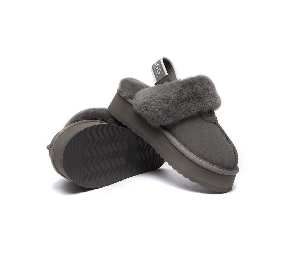UGG Slipper Women Sheepskin Wool Removable Strap Slingback Waffle Platform Sandals 12 UGG Slipper Women Sheepskin Wool Removable Strap Slingback Waffle Platform Sandals - Image 12