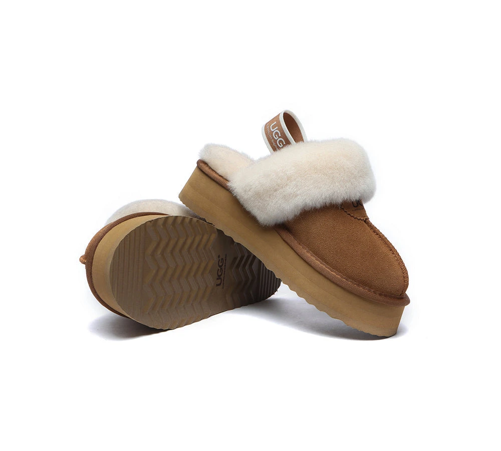 UGG Slipper Women Sheepskin Wool Removable Strap Slingback Waffle Platform Sandals 5 UGG Slipper Women Sheepskin Wool Removable Strap Slingback Waffle Platform Sandals - Image 5