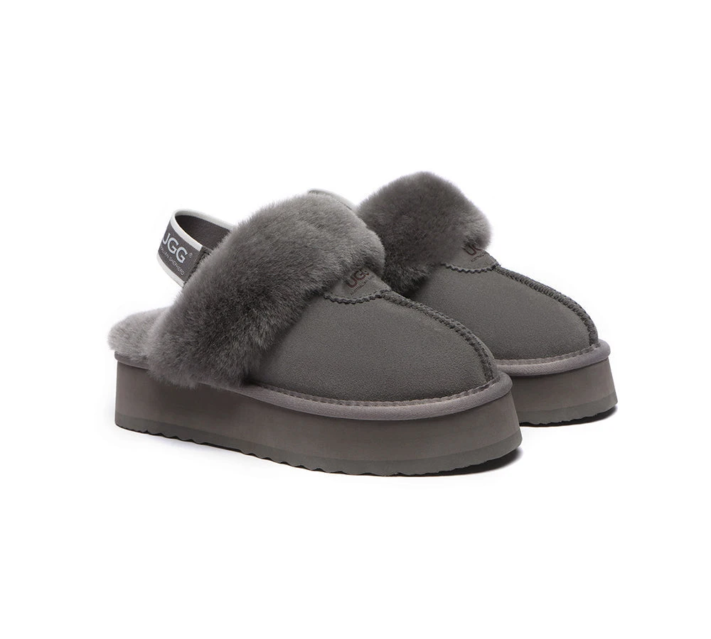 UGG Slipper Women Sheepskin Wool Removable Strap Slingback Waffle Platform Sandals 11 UGG Slipper Women Sheepskin Wool Removable Strap Slingback Waffle Platform Sandals - Image 11