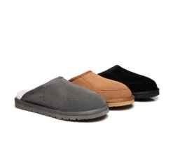 UGG Slippers Men Australian Genuine Sheepskin Wool Bred Scuffs