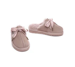 UGG Slippers Women Sheepskin Wool Adjustable Ribbon Slippers Nonslip Ruby -Ugg ugg slippers ugg slippers women sheepskin wool ribbon bow ruby 14