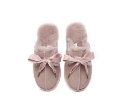 UGG Slippers Women Sheepskin Wool Adjustable Ribbon Slippers Nonslip Ruby -Ugg ugg slippers ugg slippers women sheepskin wool ribbon bow ruby 15