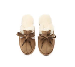 UGG Slippers Women Sheepskin Wool Adjustable Ribbon Slippers Nonslip Ruby -Ugg ugg slippers ugg slippers women sheepskin wool ribbon bow ruby 7