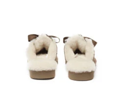 UGG Slippers Women Sheepskin Wool Adjustable Ribbon Slippers Nonslip Ruby -Ugg ugg slippers ugg slippers women sheepskin wool ribbon bow ruby 9